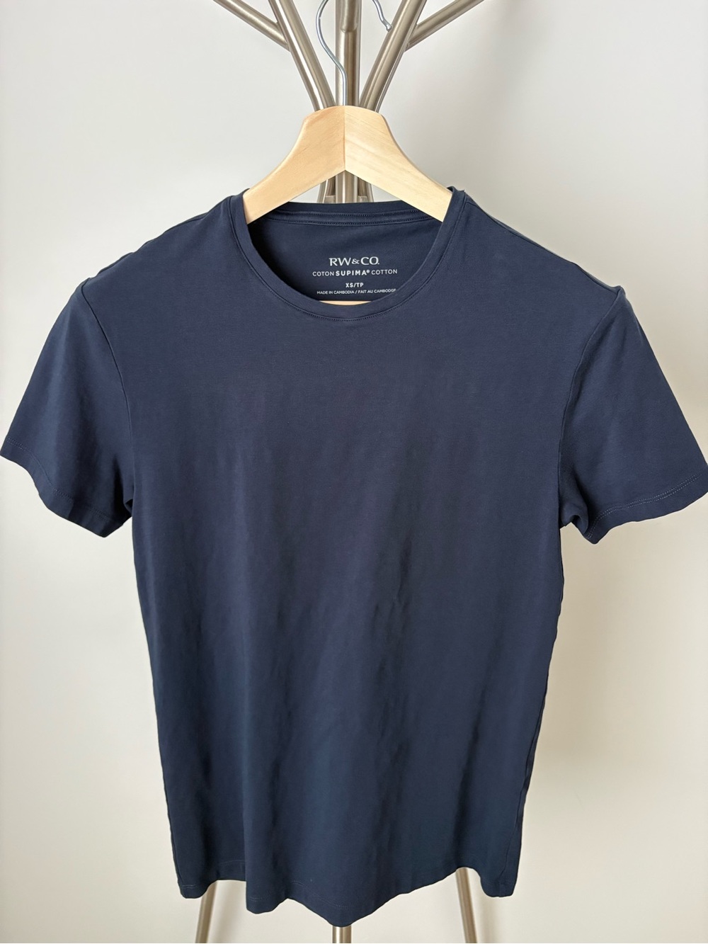 RW&CO. Men’s Navy Crew Neck Cotton T‑Shirt